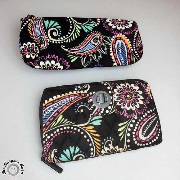 Vera Bradley Bandana Swirl Paisley Floral Retired 3pc Bag/Wallet/Pouch Set - Picture 2 of 7